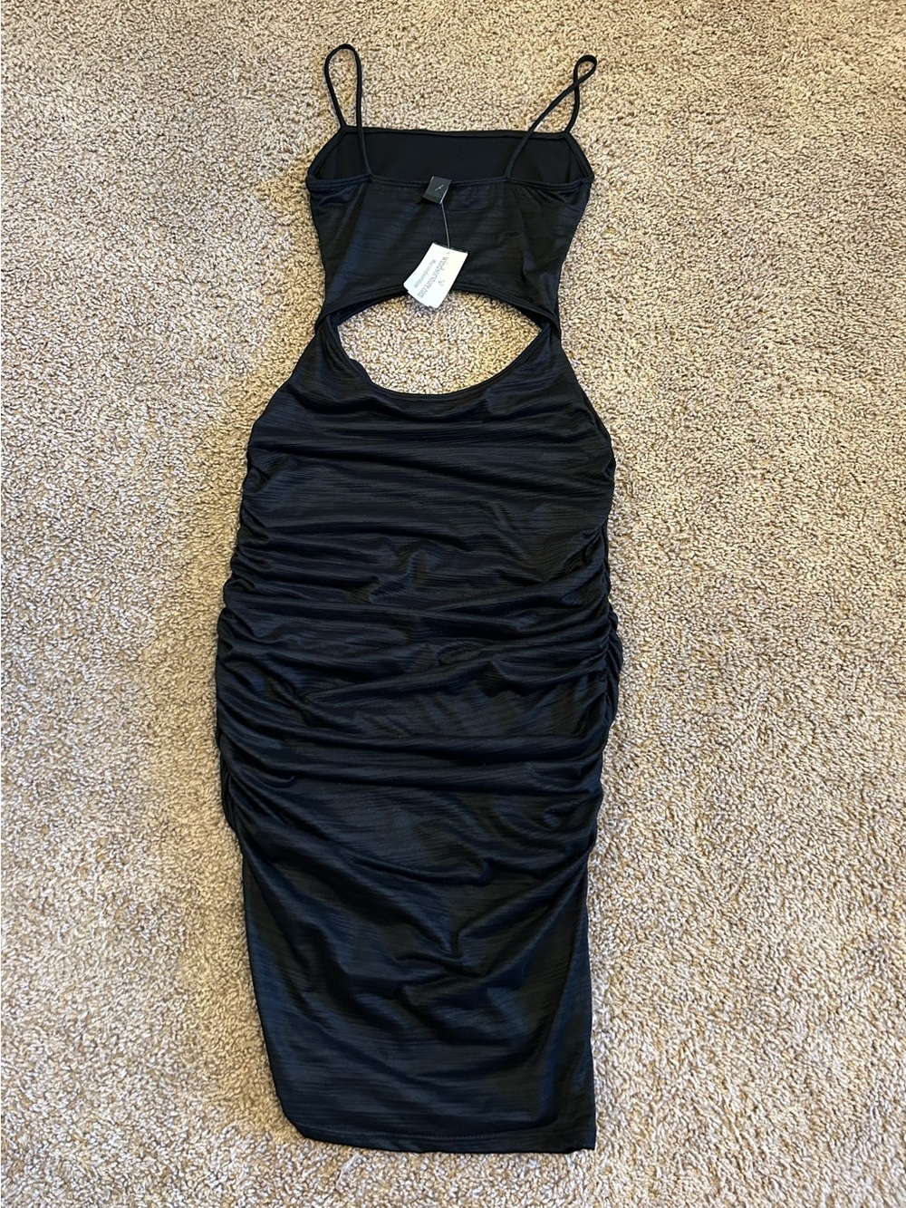 Windsor Black Cutout Ruched Midi Dress
